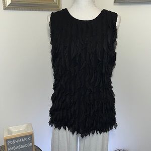 Vintage Laura Ashley Black Sleeveless Ruffled Blouse Sz.M